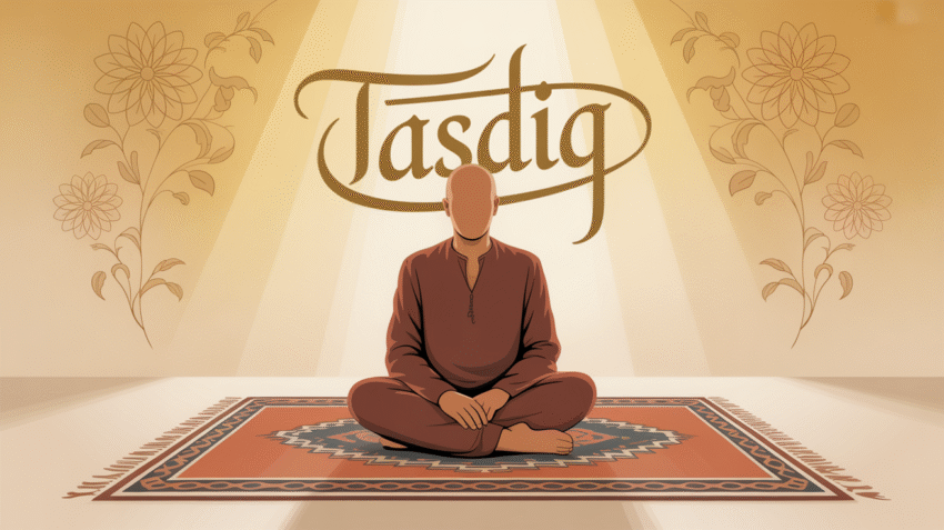 Ilustrasi seseorang sedang berdoa dengan hati yang ikhlas dan tenang