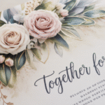 Contoh undangan pernikahan tulis tangan elegan dengan dekorasi floral