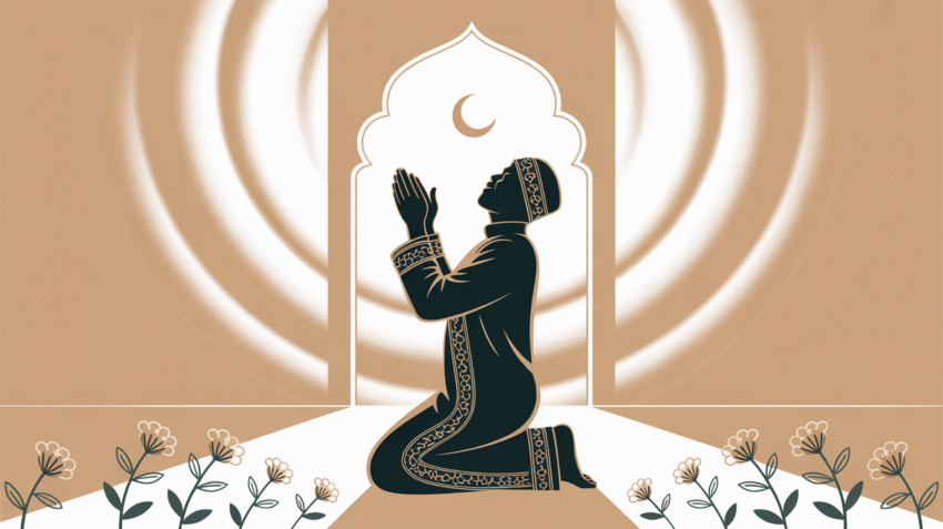 Ilustrasi doa mohon kesembuhan dari penyakit dengan tangan terangkat ke langit