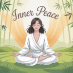 Ilustrasi konsep ilmu ikhlas dengan gambar orang meditasi di alam tenang