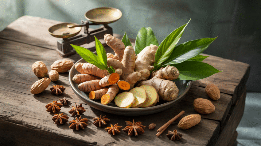 Obat herbal tipes tradisional dengan berbagai rempah dan tanaman obat