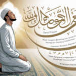 Ilustrasi muslim sedang berdoa dengan kumpulan doa pendek sehari-hari