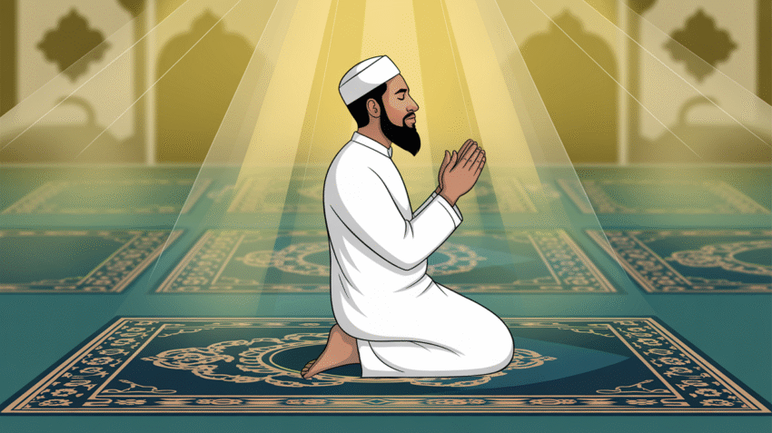 Ilustrasi doa untuk meminta kesembuhan dengan tangan terangkat ke langit