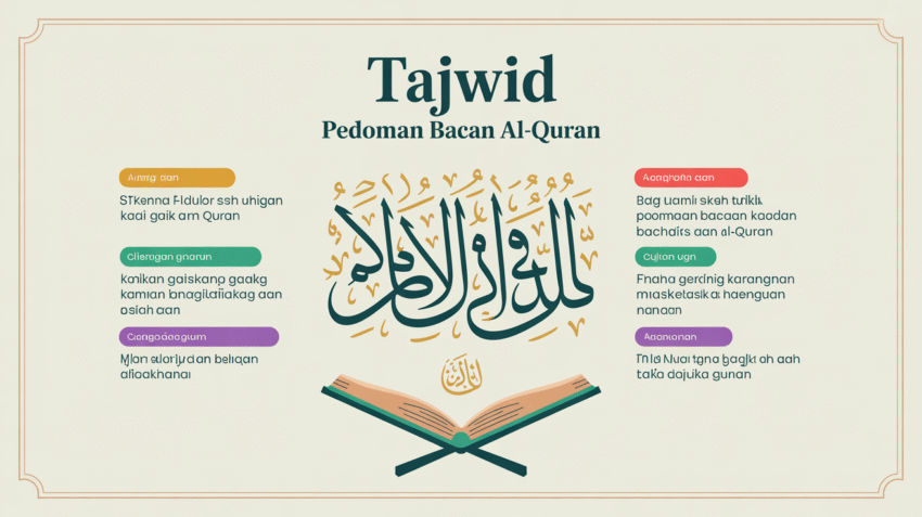 Ilustrasi macam macam hukum tajwid dalam membaca Al-Qur'an