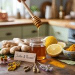 Berbagai bahan obat pilek herbal alami seperti jahe, madu, dan lemon