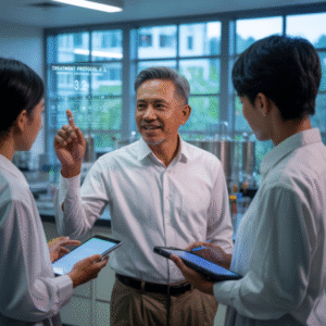 Portrait of Prof. Andi Prabowo, professor, in a hospital research setting