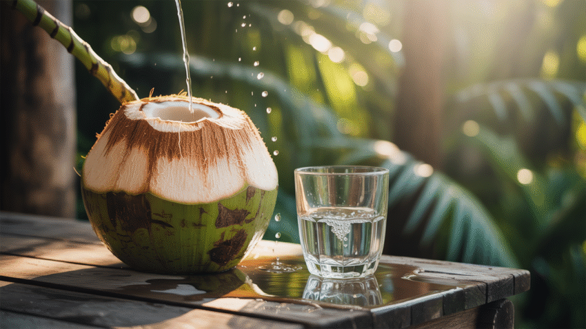 Ilustrasi manfaat air kelapa untuk kesehatan dan kecantikan