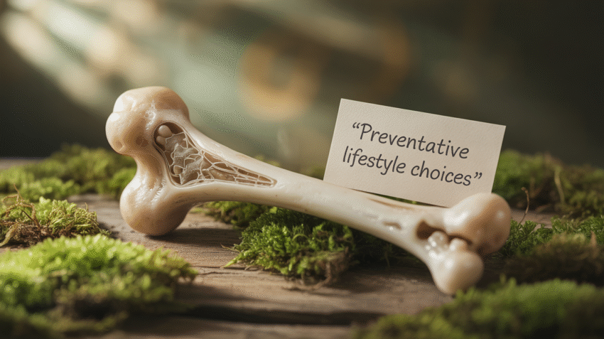 Ilustrasi tentang osteoporosis dengan tulang yang rapuh