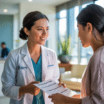 Portrait of Dr. Rina Melati, general practitioner, in a clinic