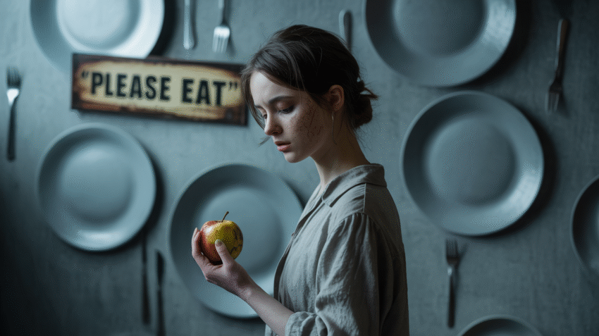 Ilustrasi anoreksia nervosa dengan latar belakang medis