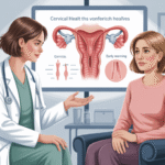 Ilustrasi wanita memeriksa kesehatan serviks dengan dokter