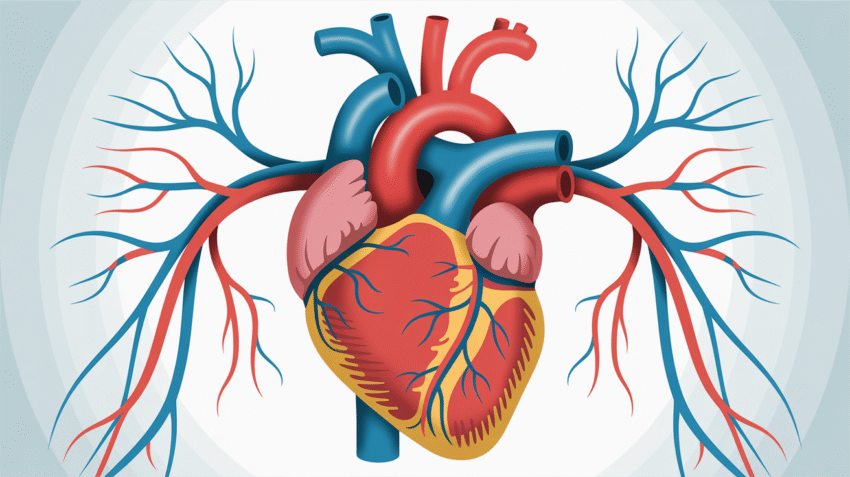 Ilustrasi ciri-ciri sakit jantung dengan gambar jantung dan gejala nyeri dada