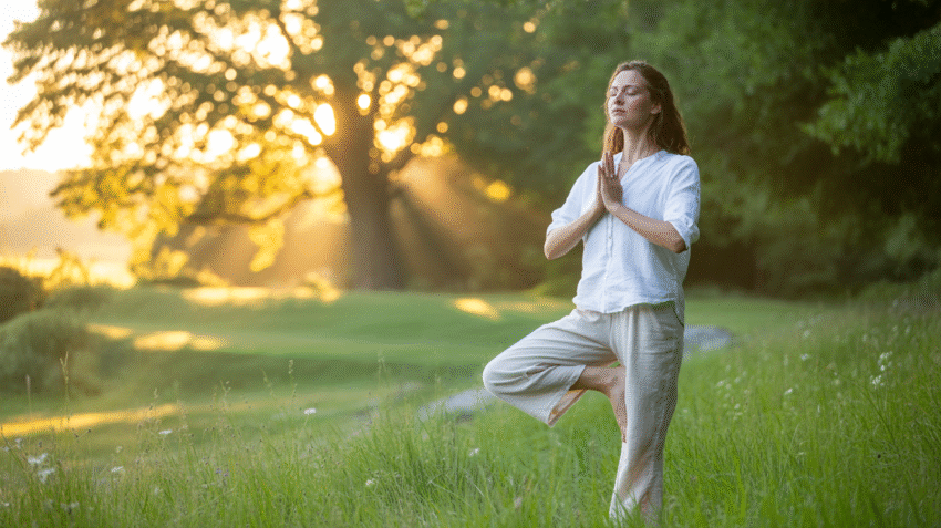 Ilustrasi tubuh sehat dan jiwa kuat dalam keseimbangan