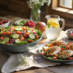 Gambar makanan sehat dengan berbagai pilihan makanan bergizi