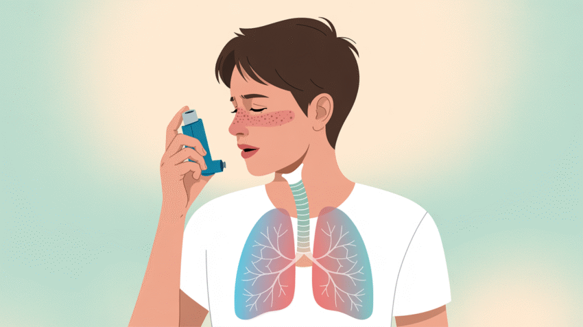 Ilustrasi seseorang mengalami gejala asma dengan sesak napas