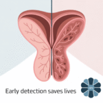 Ilustrasi edukasi kanker serviks dengan gambar serviks sehat dan tidak sehat