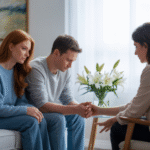 Ilustrasi pasangan sedang mengikuti konseling pranikah