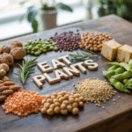 Berbagai makanan protein nabati seperti kacang-kacangan, tahu, tempe, dan biji-bijian