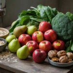Gambar makanan sehat tinggi serat seperti sayuran dan buah-buahan