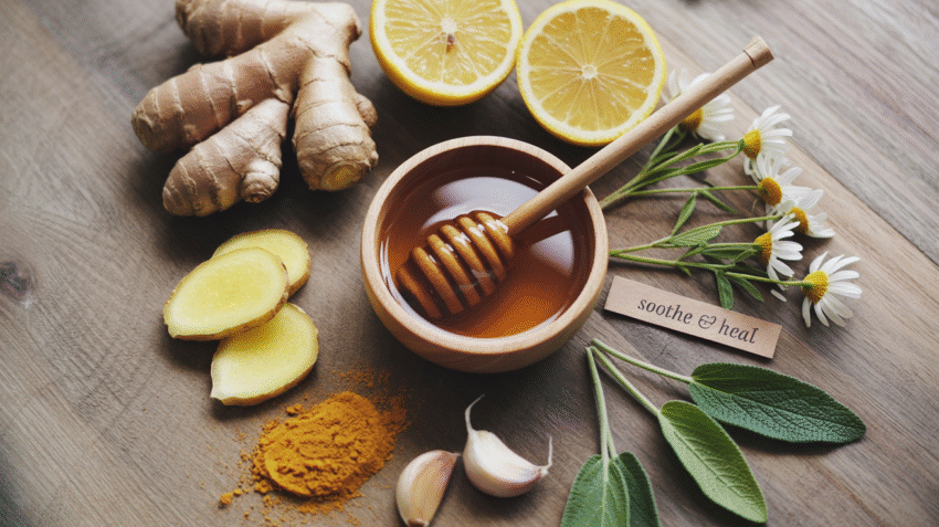 Obat alami untuk amandel dengan bahan tradisional seperti madu, lemon, dan herbal