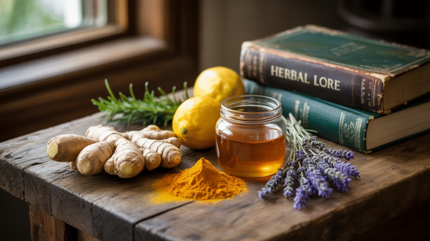 Ramuan obat demam alami dengan bahan tradisional seperti jahe, kunyit, dan madu