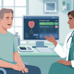 Ilustrasi pria sehat melakukan pemeriksaan kesehatan prostat dengan dokter