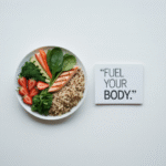 Ilustrasi pola makan sehat dengan berbagai makanan bergizi