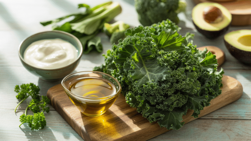 Sumber makanan yang kaya vitamin K seperti sayuran hijau dan minyak nabati.