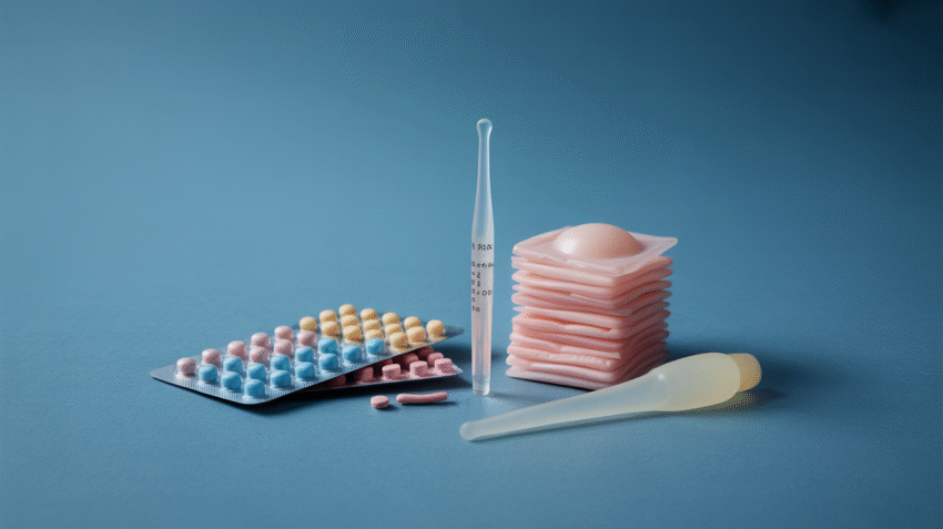 Ilustrasi berbagai metode kontrasepsi untuk mencegah kehamilan