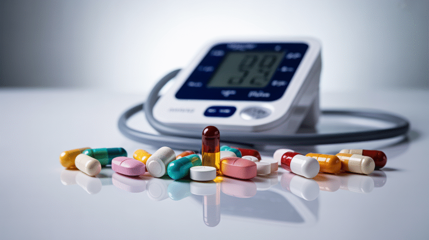 Berbagai jenis obat hipertensi dan alat pengukur tekanan darah