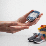 Ilustrasi penyebab diabetes melitus dengan gambar orang memeriksa gula darah