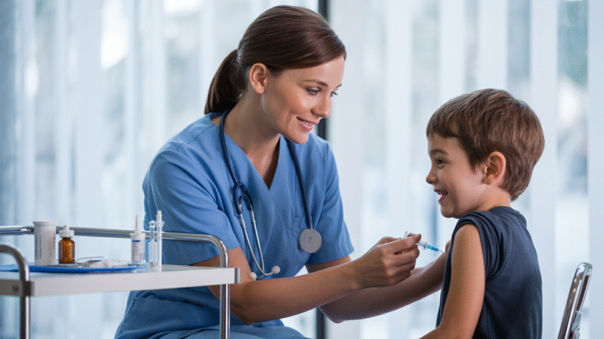 Proses vaksinasi di puskesmas Balikpapan dengan tenaga medis profesional